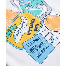 Babyhug Single Jersey Knit Half Sleeves T-Shirt & Shorts Set With Tropical Theme - White