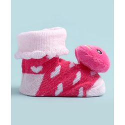 Cute Walk by Babyhug Socks Shoes With Bear Applique - Multicolor
