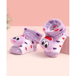 Cute Walk by Babyhug Socks Shoes With Heart Design & Applique - Multicolor