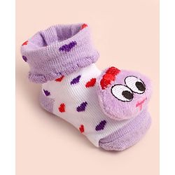 Cute Walk by Babyhug Socks Shoes With Heart Design & Applique - Multicolor