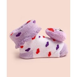 Cute Walk by Babyhug Socks Shoes With Heart Design & Applique - Multicolor