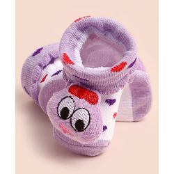 Cute Walk by Babyhug Socks Shoes With Heart Design & Applique - Multicolor