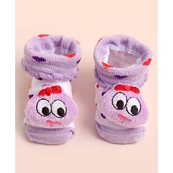 Cute Walk by Babyhug Socks Shoes With Heart Design & Applique - Multicolor