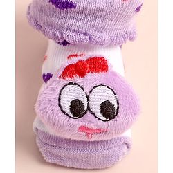 Cute Walk by Babyhug Socks Shoes With Heart Design & Applique - Multicolor