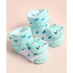 Cute Walk by Babyhug Socks Shoes With Heart Design & Applique - Multicolor
