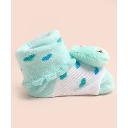Cute Walk by Babyhug Socks Shoes With Heart Design & Applique - Multicolor