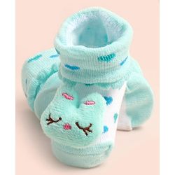 Cute Walk by Babyhug Socks Shoes With Heart Design & Applique - Multicolor