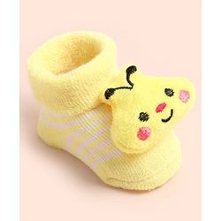 Cute Walk by Babyhug Socks Shoes With Bee Applique - Multicolor