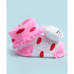 Cute Walk by Babyhug Ankle Length Socks Shoes With Cat Applique - Multicolor