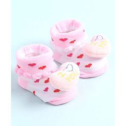 Cute Walk by Babyhug Socks Shoes with Heart Design & Applique - Multicolor