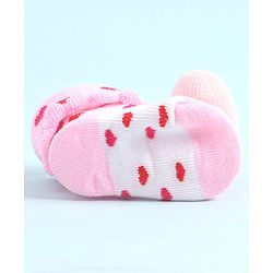 Cute Walk by Babyhug Socks Shoes with Heart Design & Applique - Multicolor