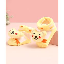 Cute Walk by Babyhug Knee Length Socks Shoes With Bear Applique - Multicolor