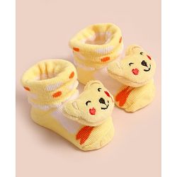 Cute Walk by Babyhug Knee Length Socks Shoes With Bear Applique - Multicolor