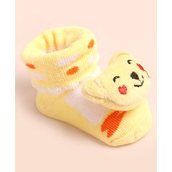 Cute Walk by Babyhug Knee Length Socks Shoes With Bear Applique - Multicolor