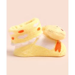 Cute Walk by Babyhug Knee Length Socks Shoes With Bear Applique - Multicolor
