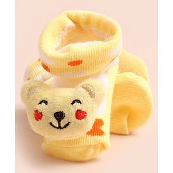 Cute Walk by Babyhug Knee Length Socks Shoes With Bear Applique - Multicolor