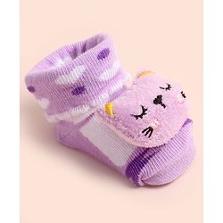Cute Walk by Babyhug Ankle Length Socks Shoes With Applique - Multicolor