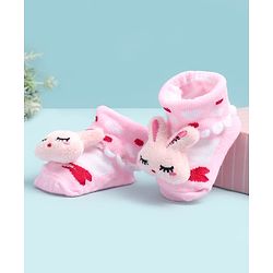 Cute Walk by Babyhug Ankle Length Socks Shoes With Bunny Applique - Multicolor