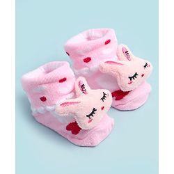 Cute Walk by Babyhug Ankle Length Socks Shoes With Bunny Applique - Multicolor
