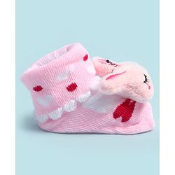 Cute Walk by Babyhug Ankle Length Socks Shoes With Bunny Applique - Multicolor