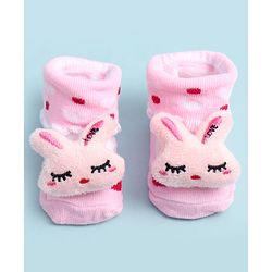 Cute Walk by Babyhug Ankle Length Socks Shoes With Bunny Applique - Multicolor