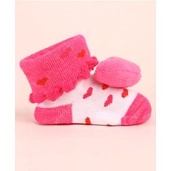 Cute Walk by Babyhug Socks Shoes with Heart Design & Applique - Multicolor