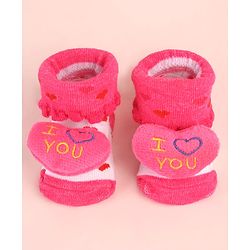 Cute Walk by Babyhug Socks Shoes with Heart Design & Applique - Multicolor