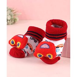 Cute Walk by Babyhug Sock Shoes with Car Design & Applique - Multicolor