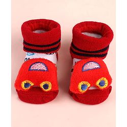 Cute Walk by Babyhug Sock Shoes with Car Design & Applique - Multicolor