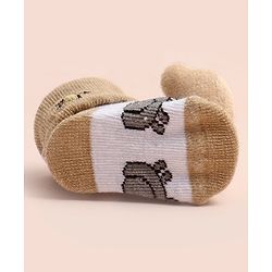 Cute Walk by Babyhug Ankle Length Socks Shoes With Bear Applique - Multicolor