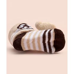 Cute Walk by Babyhug Ankle Length Socks Shoes With Bear Applique - Multicolor