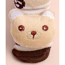 Cute Walk by Babyhug Ankle Length Socks Shoes With Bear Applique - Multicolor
