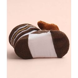 Cute Walk by Babyhug Sock Shoes with Stripes & Bear Applique - Multicolor