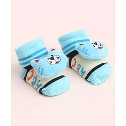 Cute Walk by Babyhug Socks With Large Kitty Applique - Light Blue