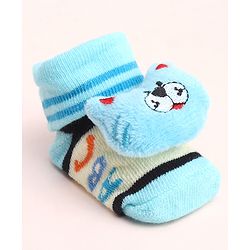 Cute Walk by Babyhug Socks With Large Kitty Applique - Light Blue