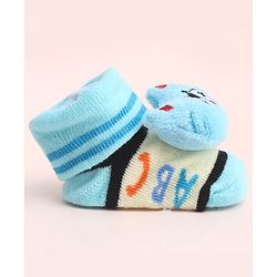 Cute Walk by Babyhug Socks With Large Kitty Applique - Light Blue