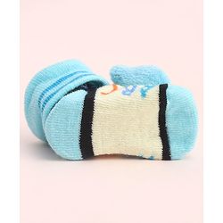Cute Walk by Babyhug Socks With Large Kitty Applique - Light Blue