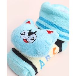 Cute Walk by Babyhug Socks With Large Kitty Applique - Light Blue