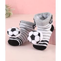 Cute Walk by Babyhug Sock Shoes with Stripes & Ball Applique - Multicolor