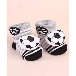 Cute Walk by Babyhug Sock Shoes with Stripes & Ball Applique - Multicolor