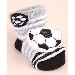 Cute Walk by Babyhug Sock Shoes with Stripes & Ball Applique - Multicolor