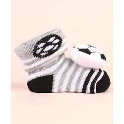 Cute Walk by Babyhug Sock Shoes with Stripes & Ball Applique - Multicolor
