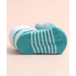 Cute Walk by Babyhug Sock Shoes with Stripes & Bear Applique - Multicolor