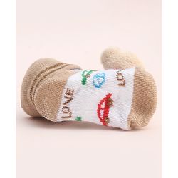 Cute Walk by Babyhug Socks With Large Bear Applique - Tan