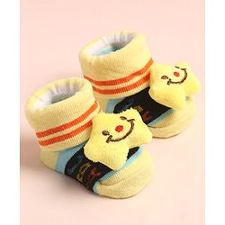 Cute Walk by Babyhug Sock Shoes with AbC Design & Star Applique - Multicolor