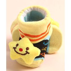 Cute Walk by Babyhug Sock Shoes with AbC Design & Star Applique - Multicolor