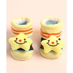 Cute Walk by Babyhug Sock Shoes with AbC Design & Star Applique - Multicolor
