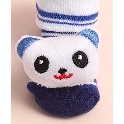 Cute Walk by Babyhug Sock Shoes with Stripes & Bear Applique - Multicolor