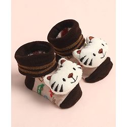 Cute Walk by Babyhug Sock Shoes with Car Design & Tiger Applique - Multicolor