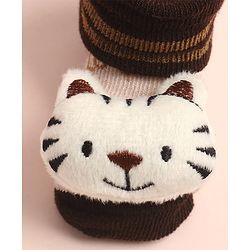 Cute Walk by Babyhug Sock Shoes with Car Design & Tiger Applique - Multicolor